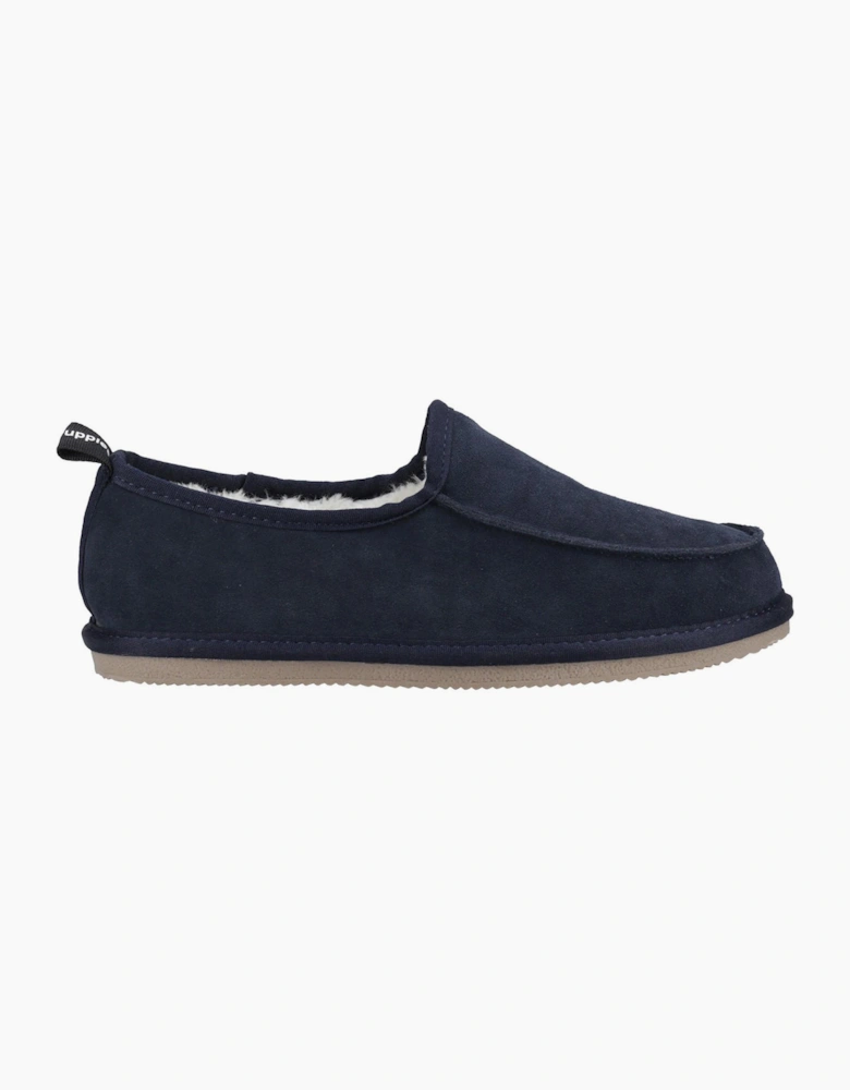 Hush Puppies Charles Mens Suede Memory Foam Slippers Navy