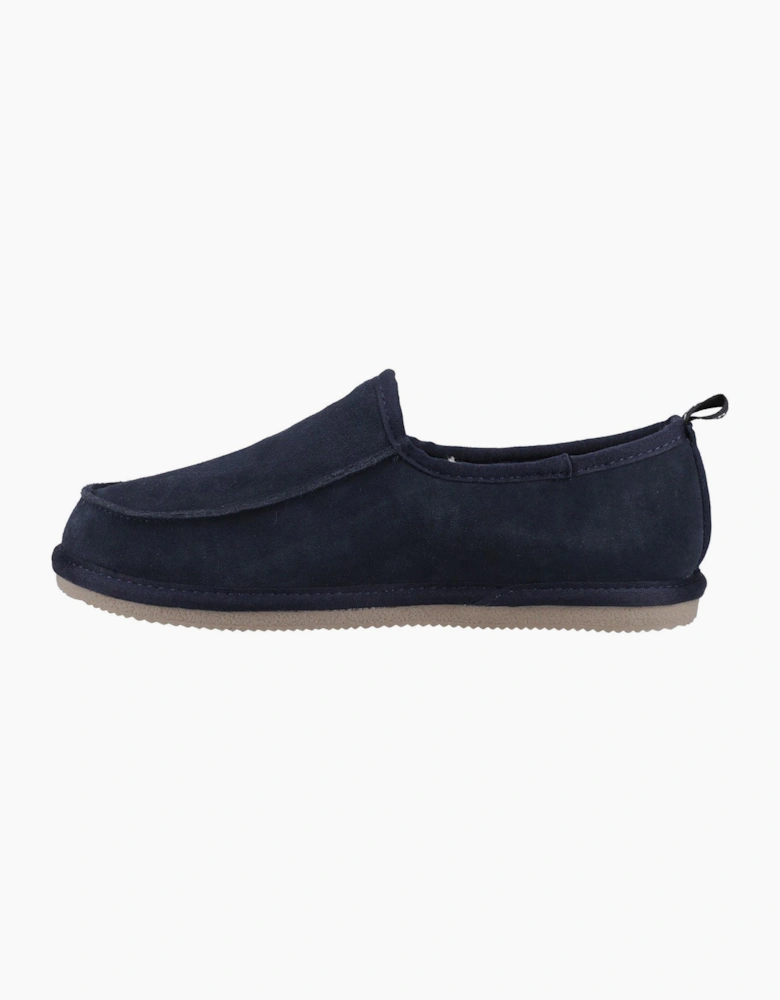 Hush Puppies Charles Mens Suede Memory Foam Slippers Navy
