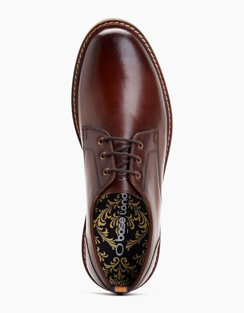 Base London Dime Mens Leather Derby Shoes Brown