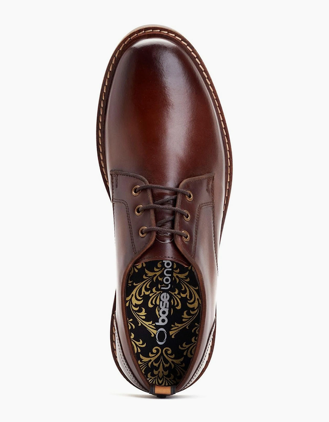 Base London Dime Mens Leather Derby Shoes Brown
