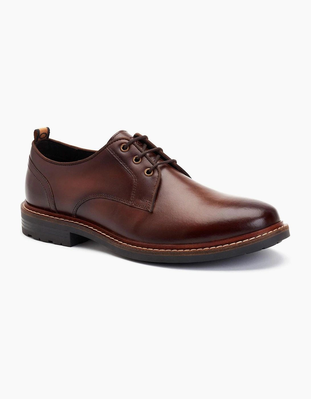 Base London Dime Mens Leather Derby Shoes Brown
