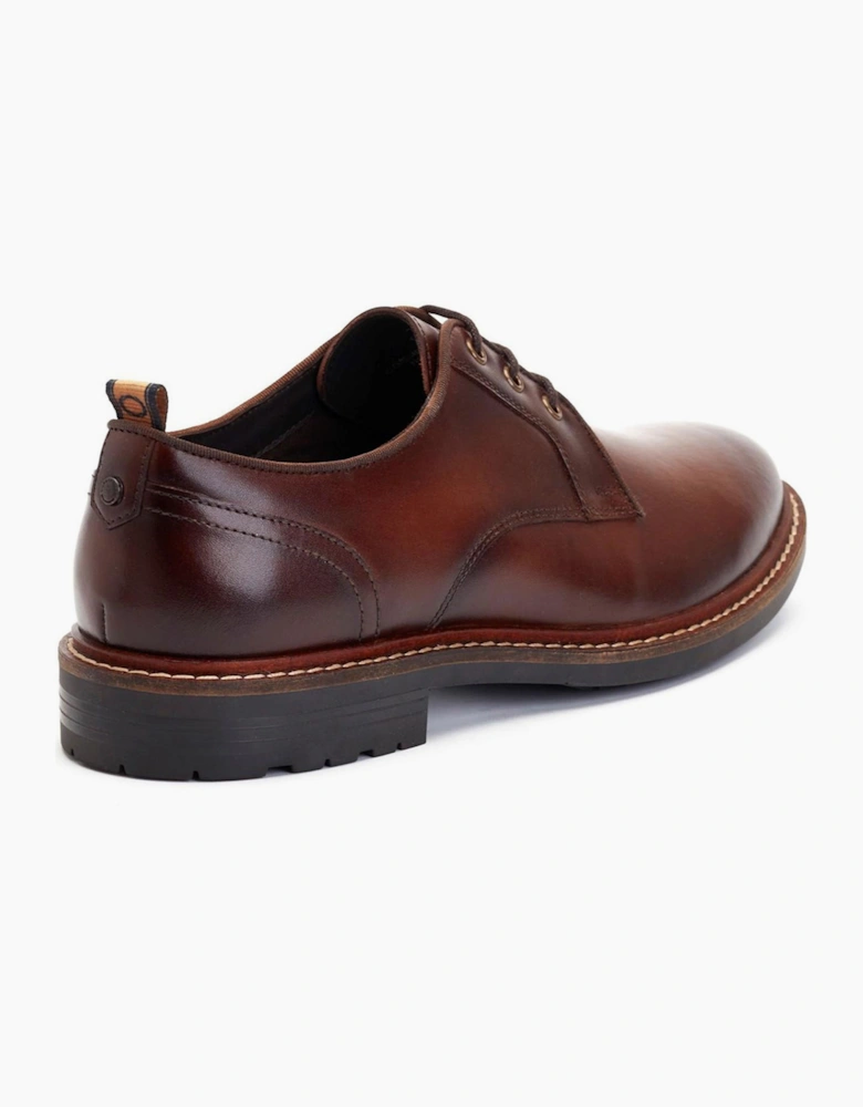 Base London Dime Mens Leather Derby Shoes Brown