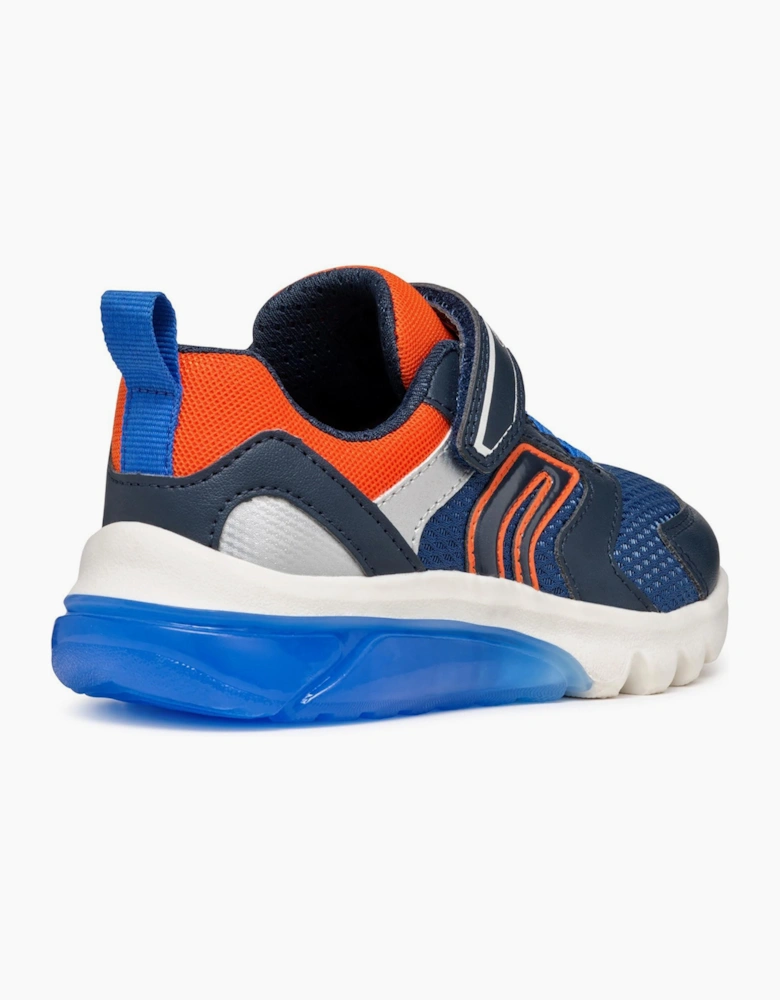 Geox Ciberdron Boys Light Up Trainers Navy / Orange