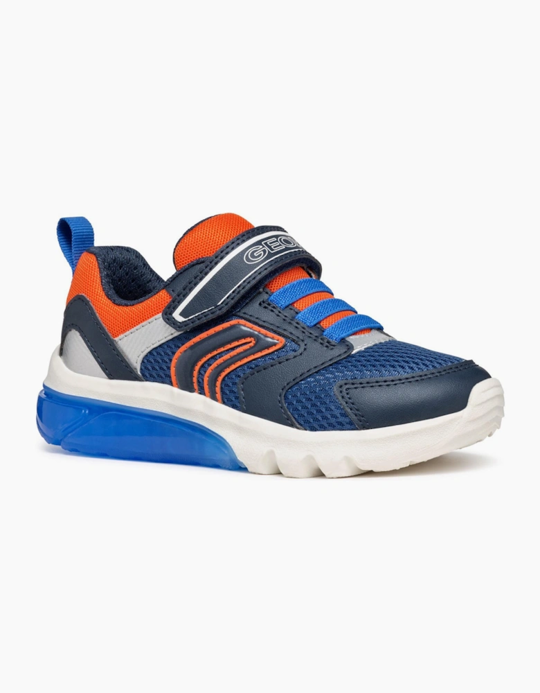 Geox Ciberdron Boys Light Up Trainers Navy / Orange
