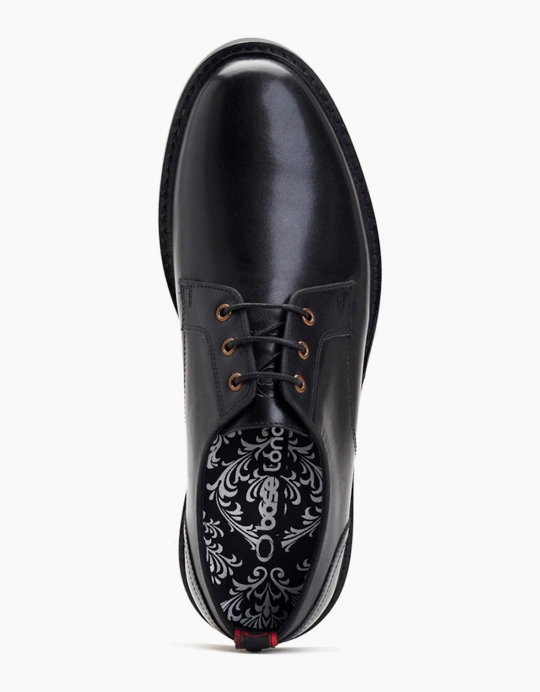 Base London Dime Mens Leather Derby Shoes Black