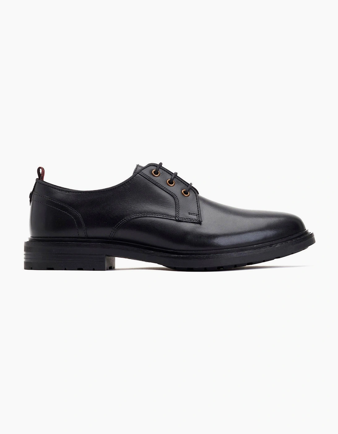 Base London Dime Mens Leather Derby Shoes Black
