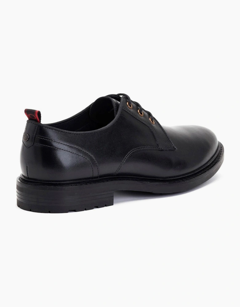 Base London Dime Mens Leather Derby Shoes Black
