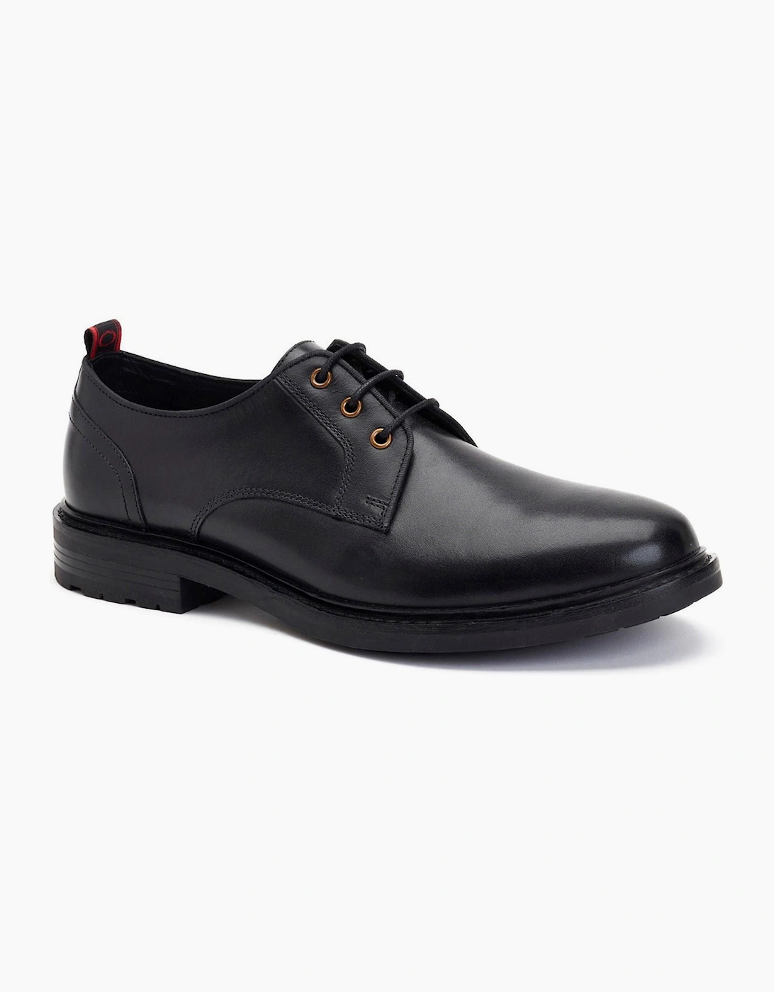 Base London Dime Mens Leather Derby Shoes Black