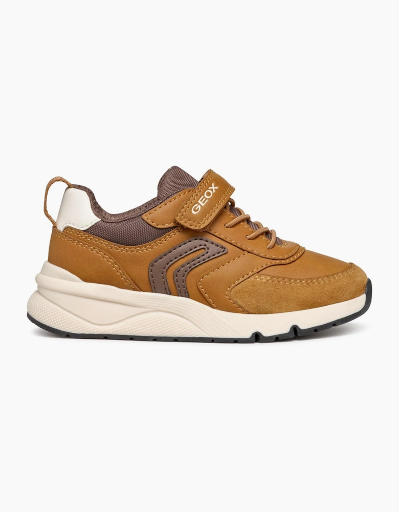 Geox Rooner Boys Trainers Dark Yellow/Coffee