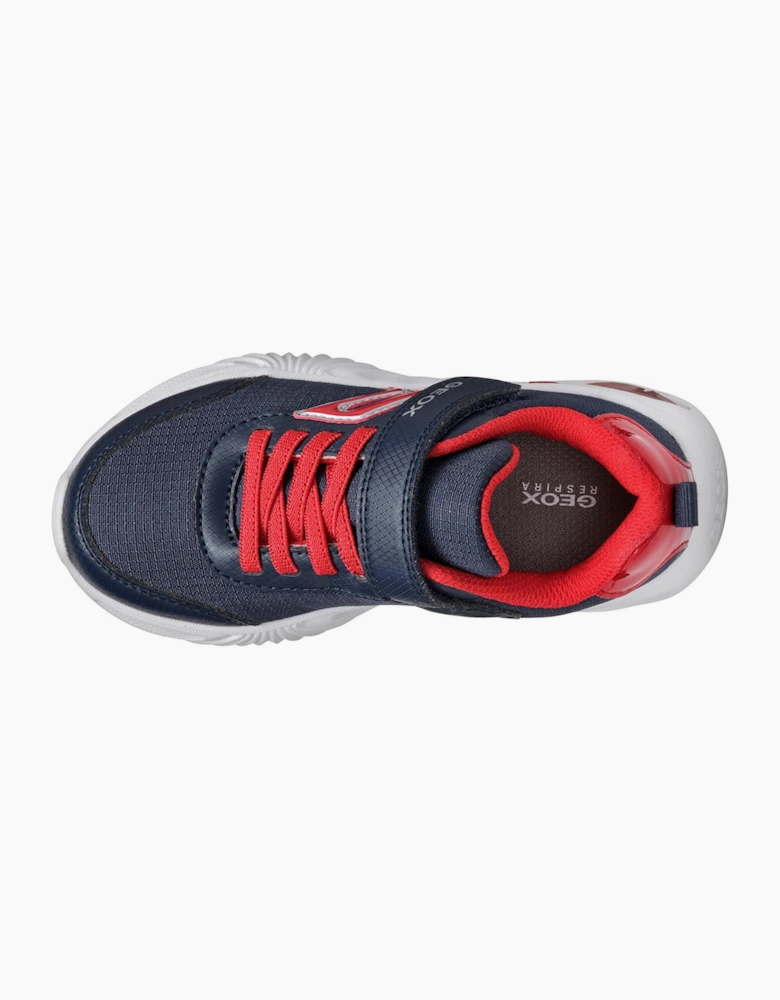 Geox Assister Junior Light Up Trainers Navy / Red