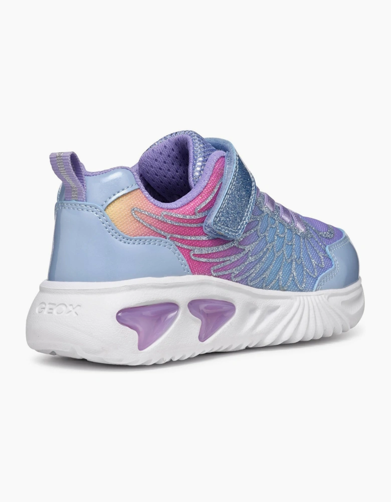 Geox Assister Light-Up Girls Trainers Sky/Multicolour