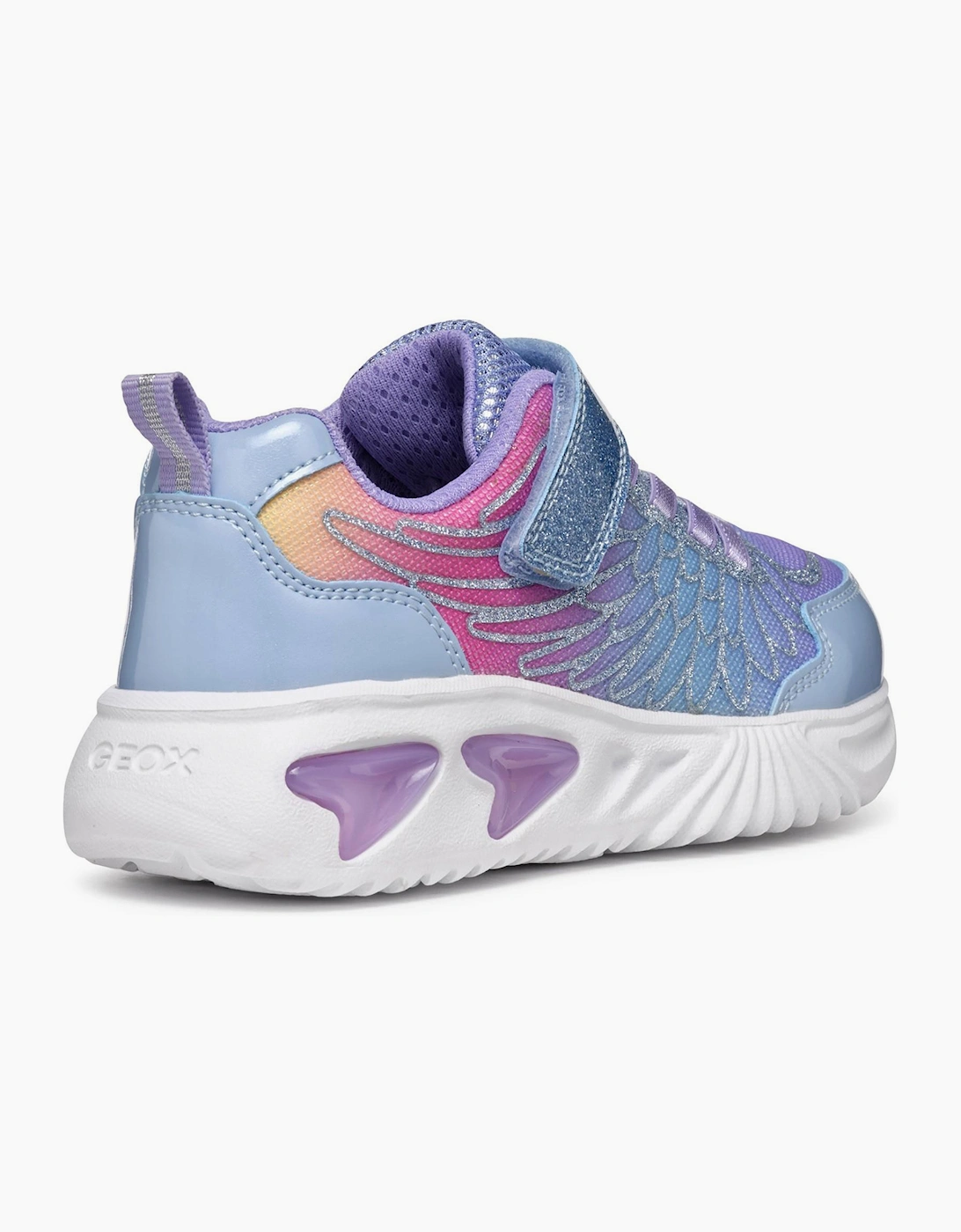 Geox Assister Light-Up Girls Trainers Sky/Multicolour