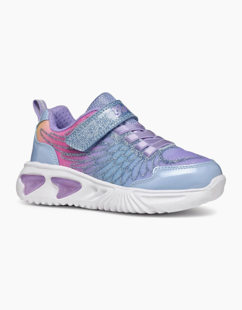 Geox Assister Light-Up Girls Trainers Sky/Multicolour