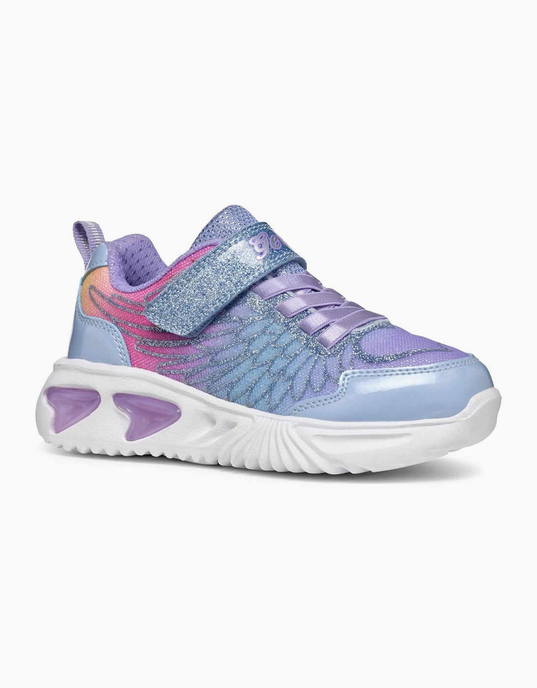 Geox Assister Light-Up Girls Trainers Sky/Multicolour