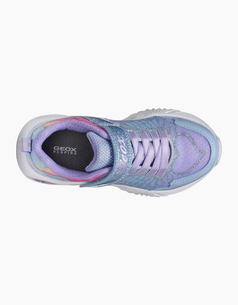 Geox Assister Light-Up Girls Trainers Sky/Multicolour