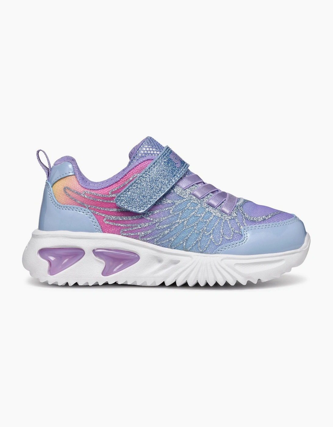 Geox Assister Light-Up Girls Trainers Sky/Multicolour