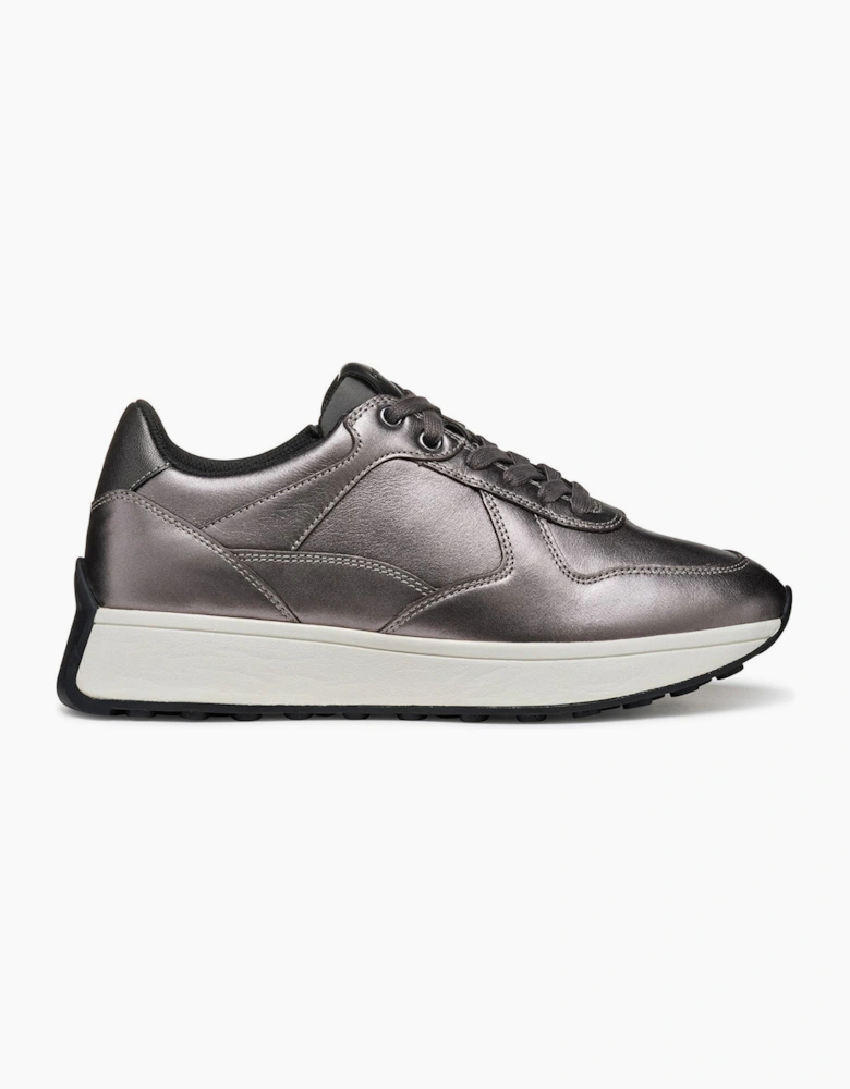 Geox Amabel Metallic Womens Trainers Gun