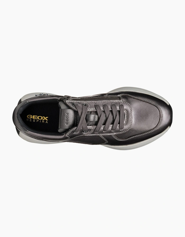 Geox Amabel Metallic Womens Trainers Gun