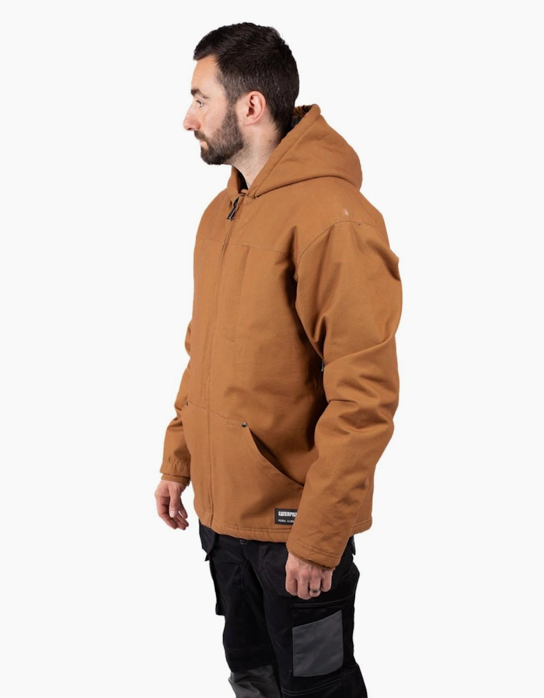 Caterpillar Hooded Sherpa Waterproof Jacket Mens Bronze