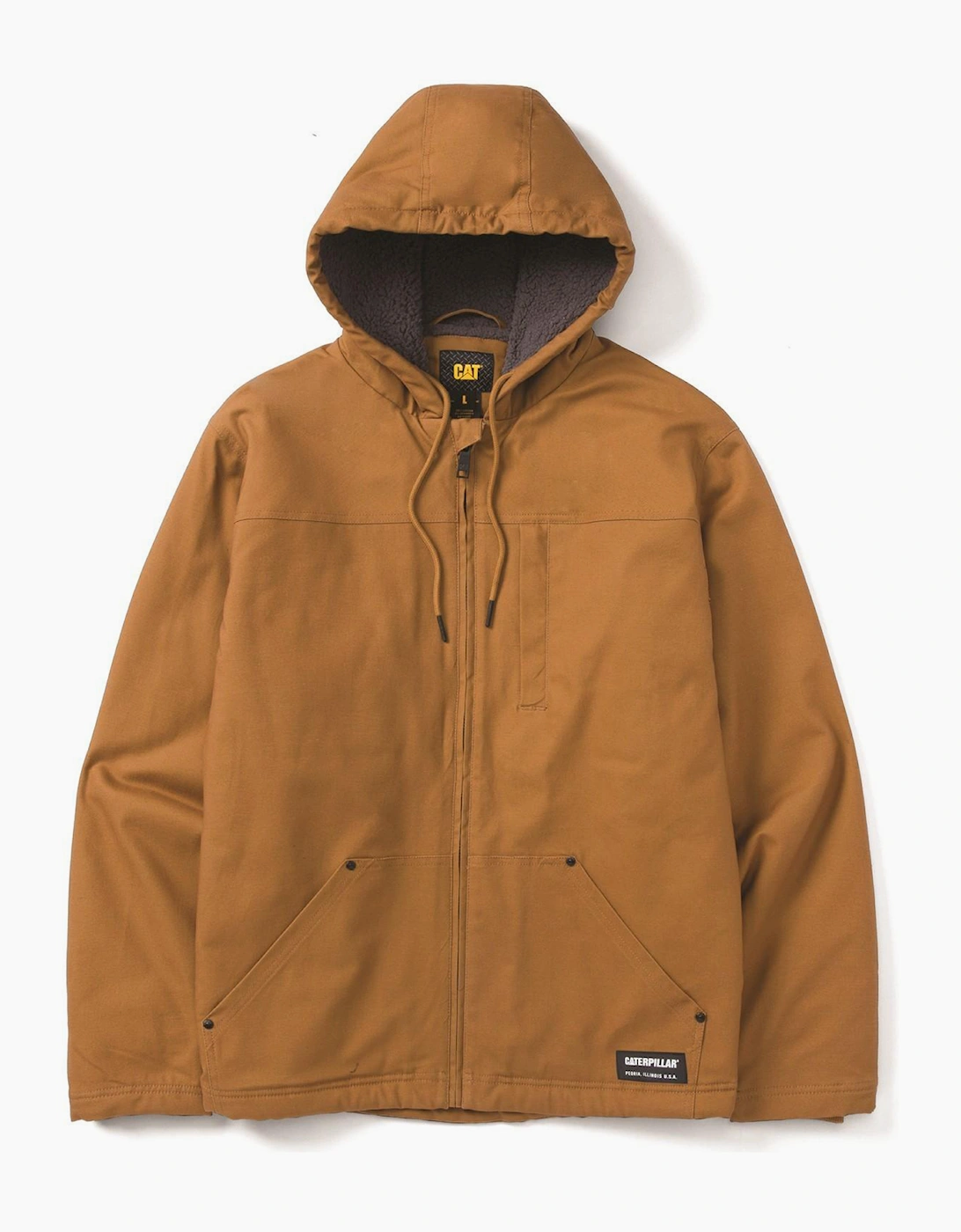 Caterpillar Hooded Sherpa Waterproof Jacket Mens Bronze