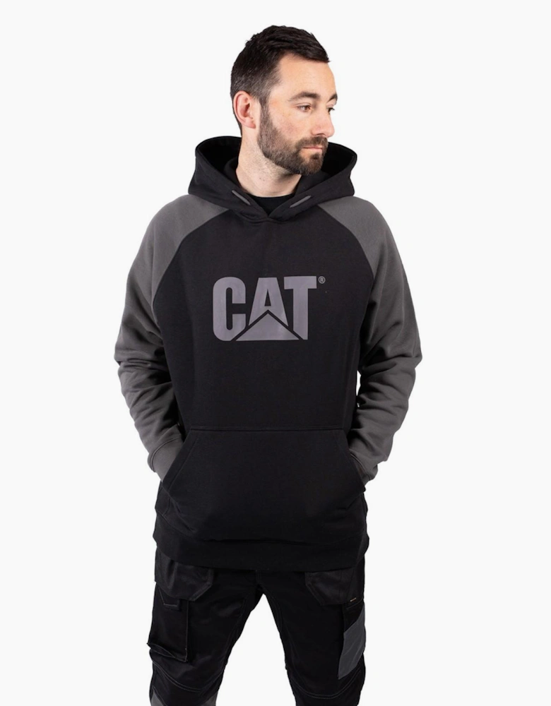 Caterpillar Raglan Hooded Sweatshirt Mens Black/Magnet