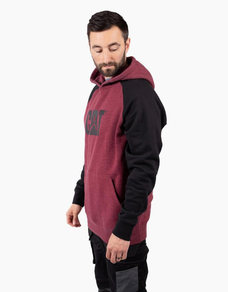Caterpillar Raglan Hooded Sweatshirt Mens Carmenere Heather/Black