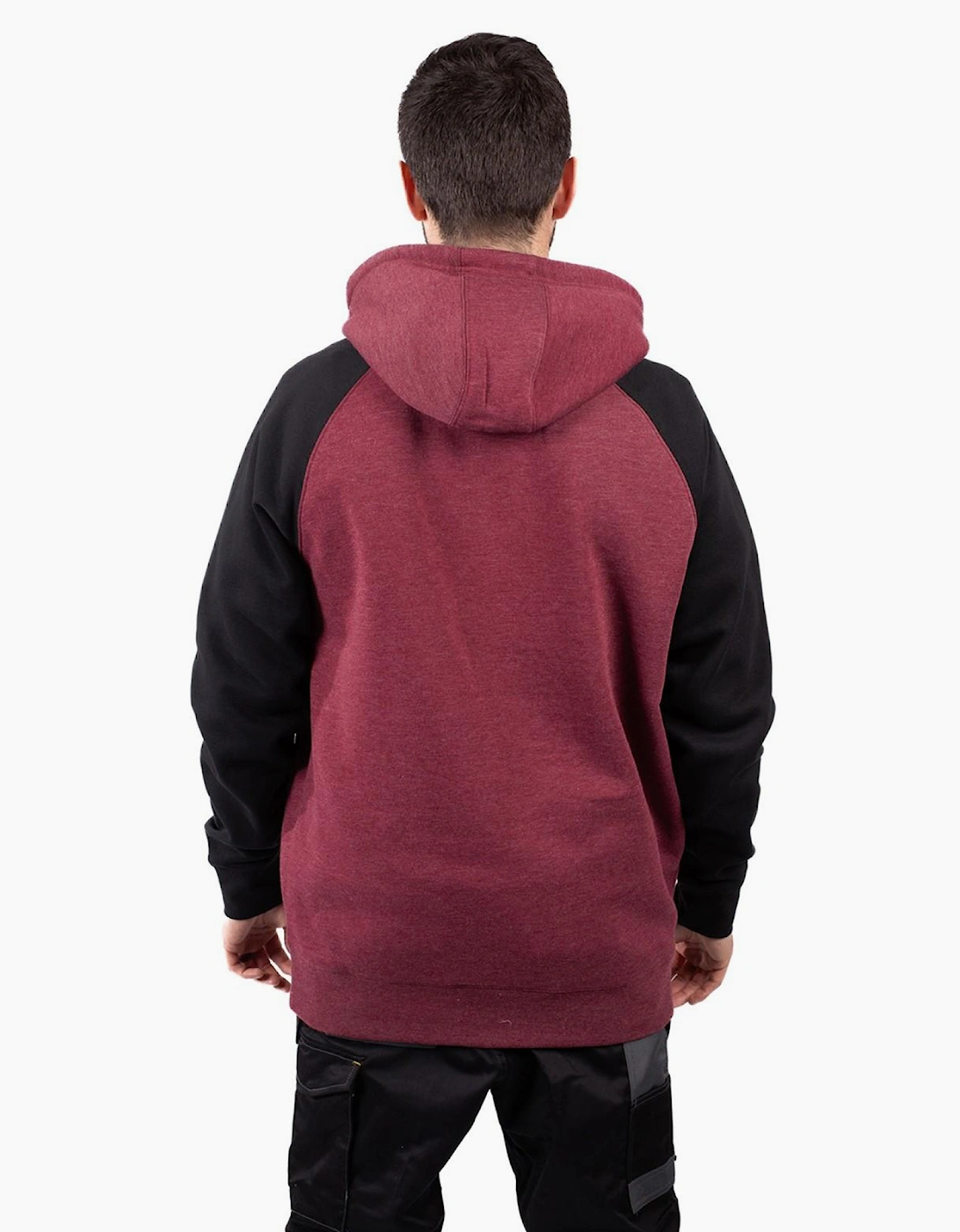 Caterpillar Raglan Hooded Sweatshirt Mens Carmenere Heather/Black