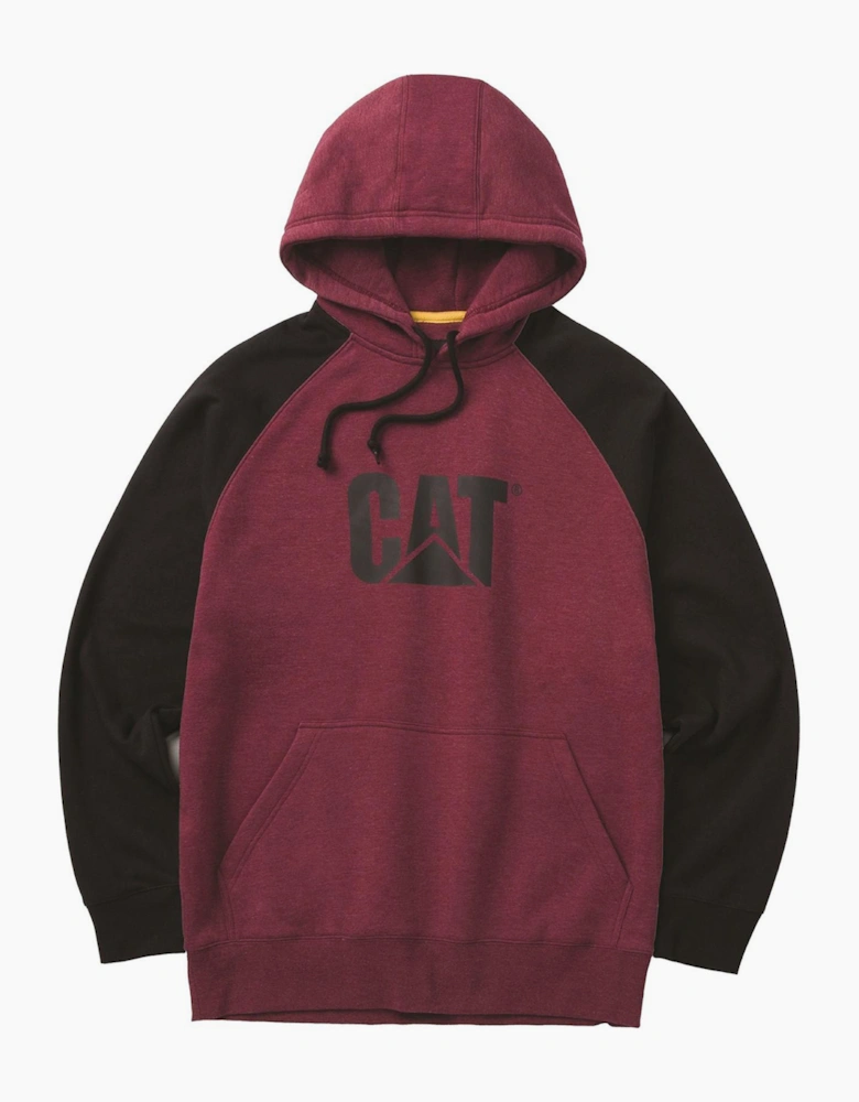 Caterpillar Raglan Hooded Sweatshirt Mens Carmenere Heather/Black