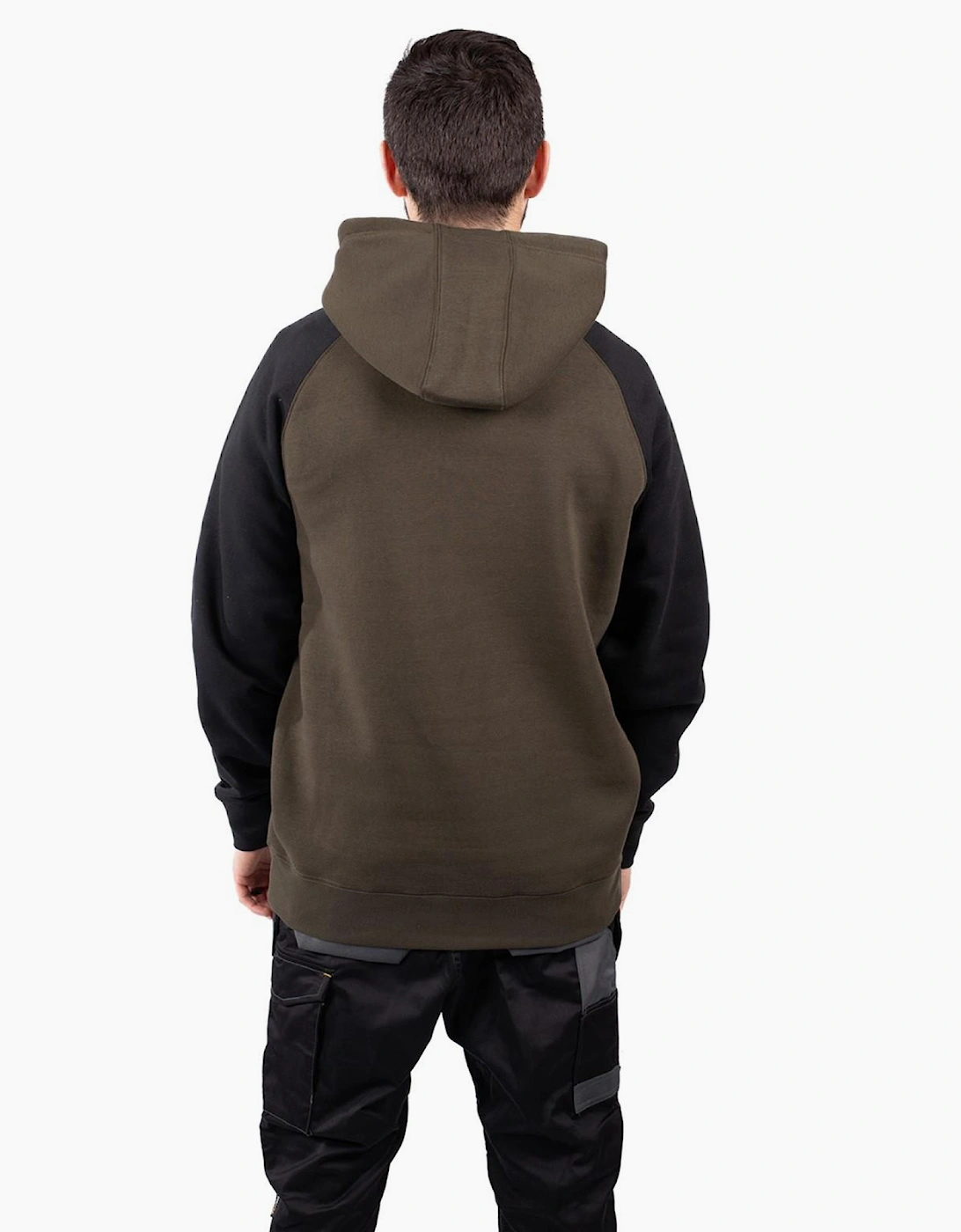 Caterpillar Raglan Hooded Sweatshirt Mens Army Moss/Black