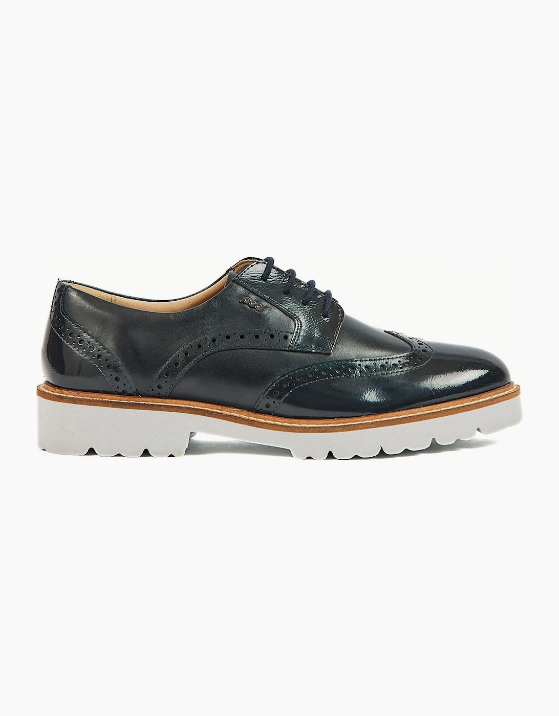 Pod Kortney Womens Brogue Shoes Navy Patent