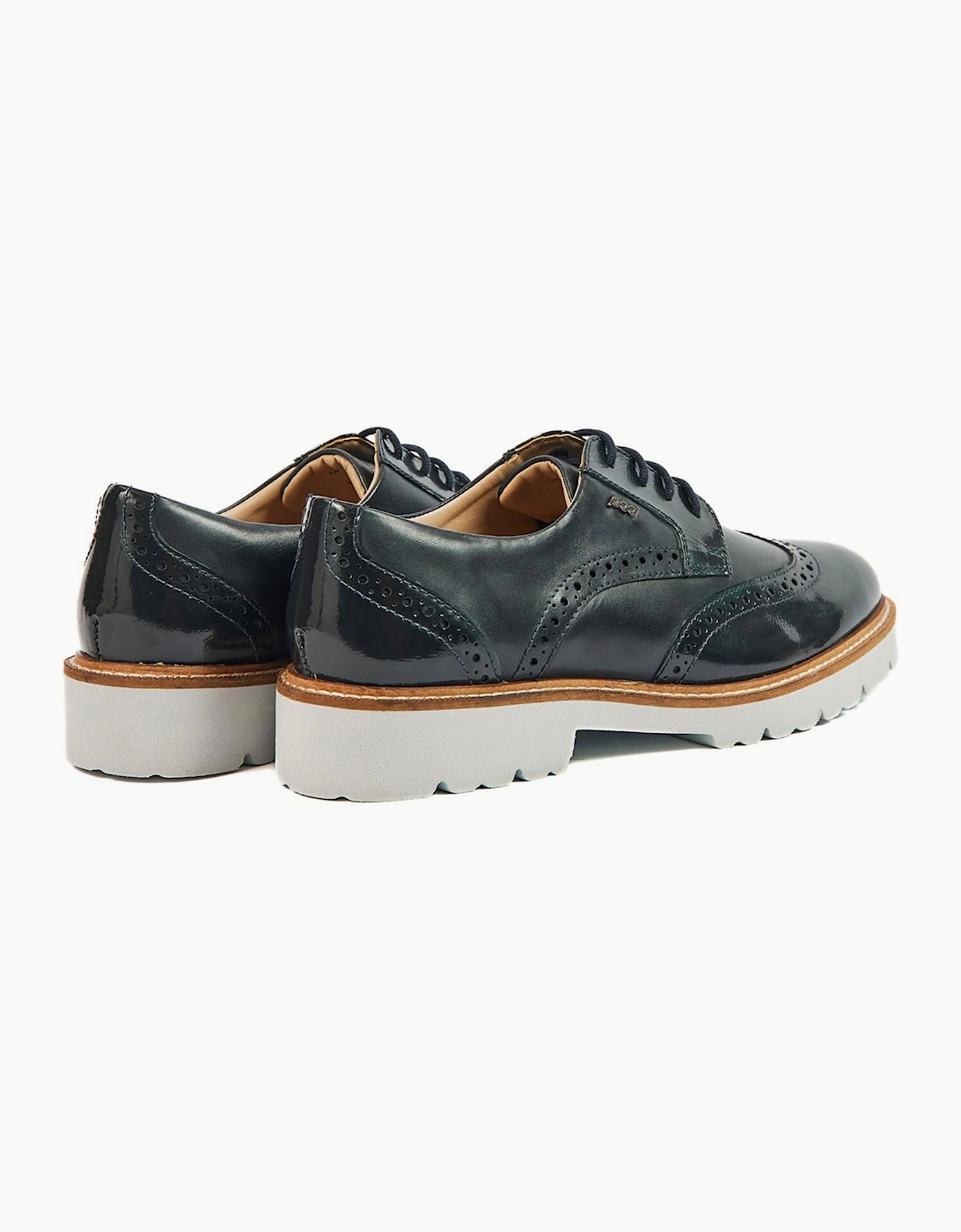Pod Kortney Womens Brogue Shoes Navy Patent