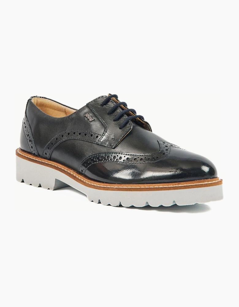 Pod Kortney Womens Brogue Shoes Navy Patent
