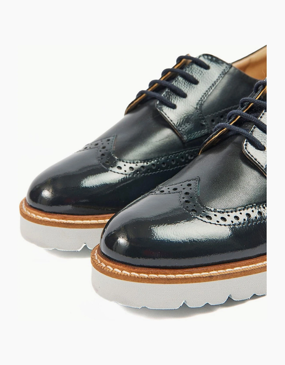 Pod Kortney Womens Brogue Shoes Navy Patent