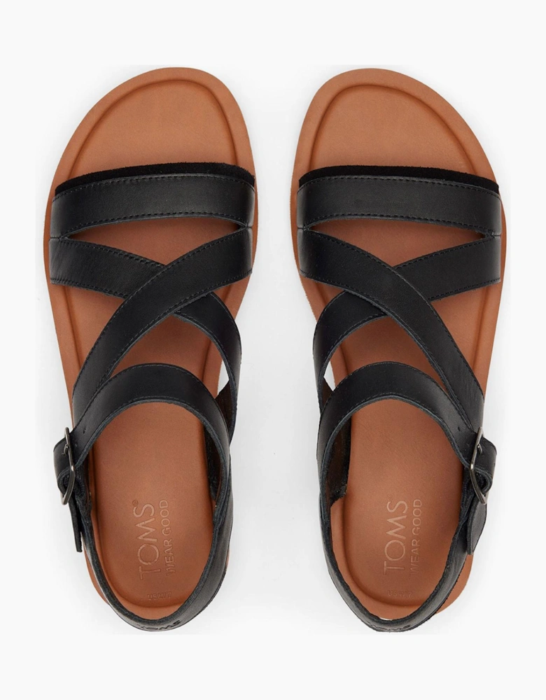 Toms Sloane Womens Leather Sandals Black