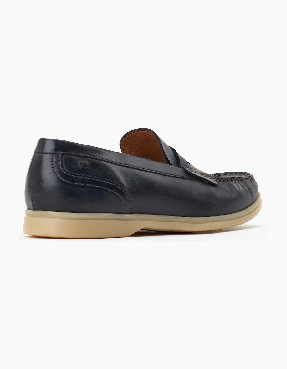 Base London Marlin Penny Mens Leather Loafer Shoes Navy