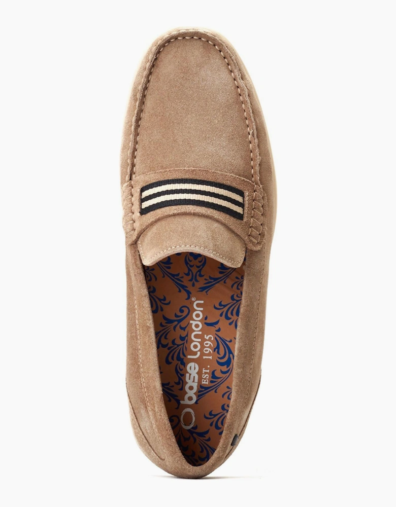 Base London Mens Leather Drum Loafer Shoes Sand