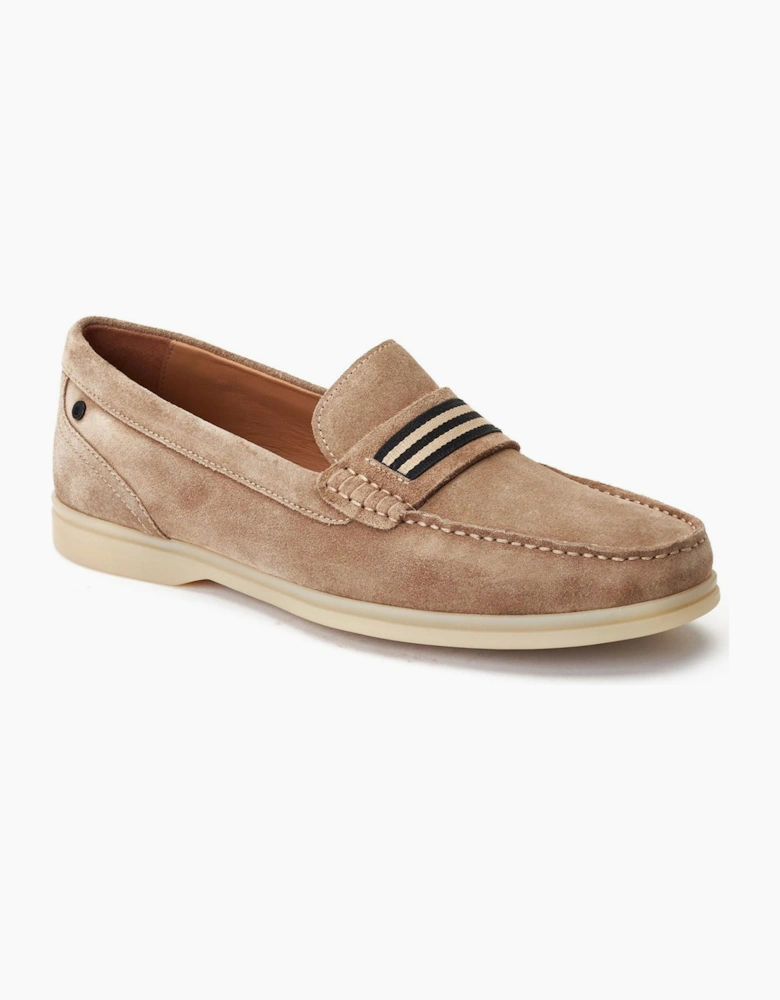 Base London Mens Leather Drum Loafer Shoes Sand