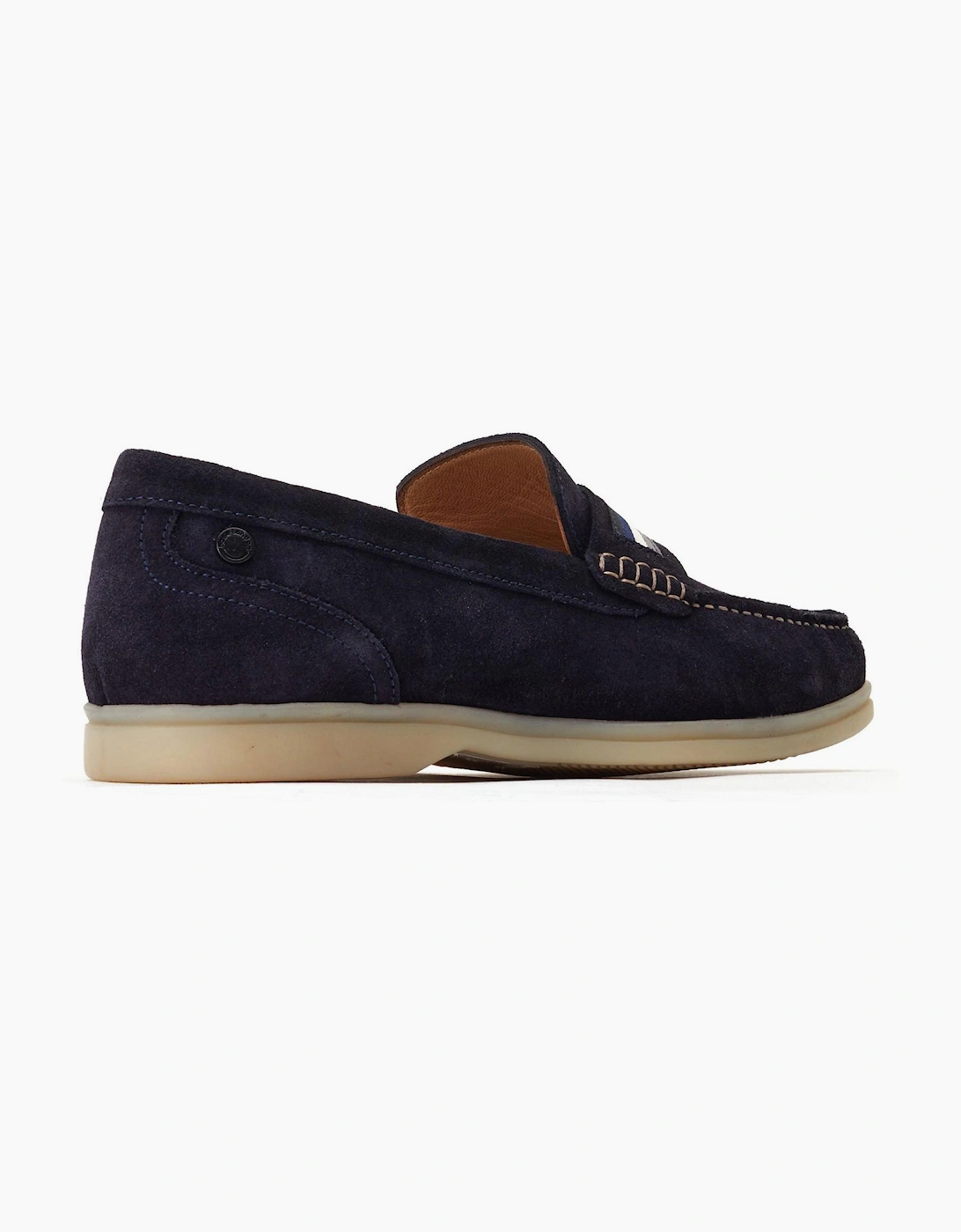 Base London Mens Leather Drum Loafer Shoes Navy