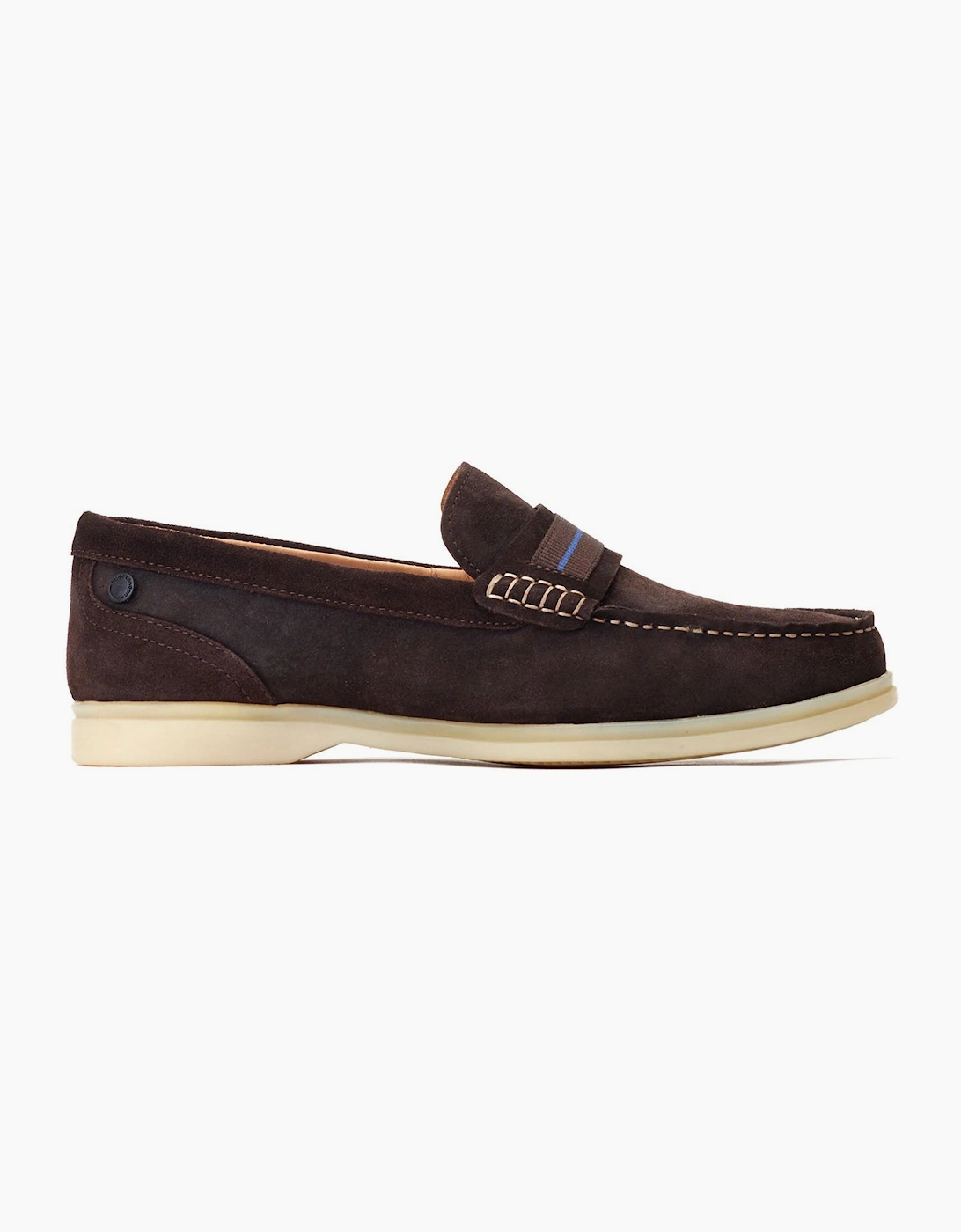 Base London Mens Leather Drum Loafer Shoes Burnt Brown
