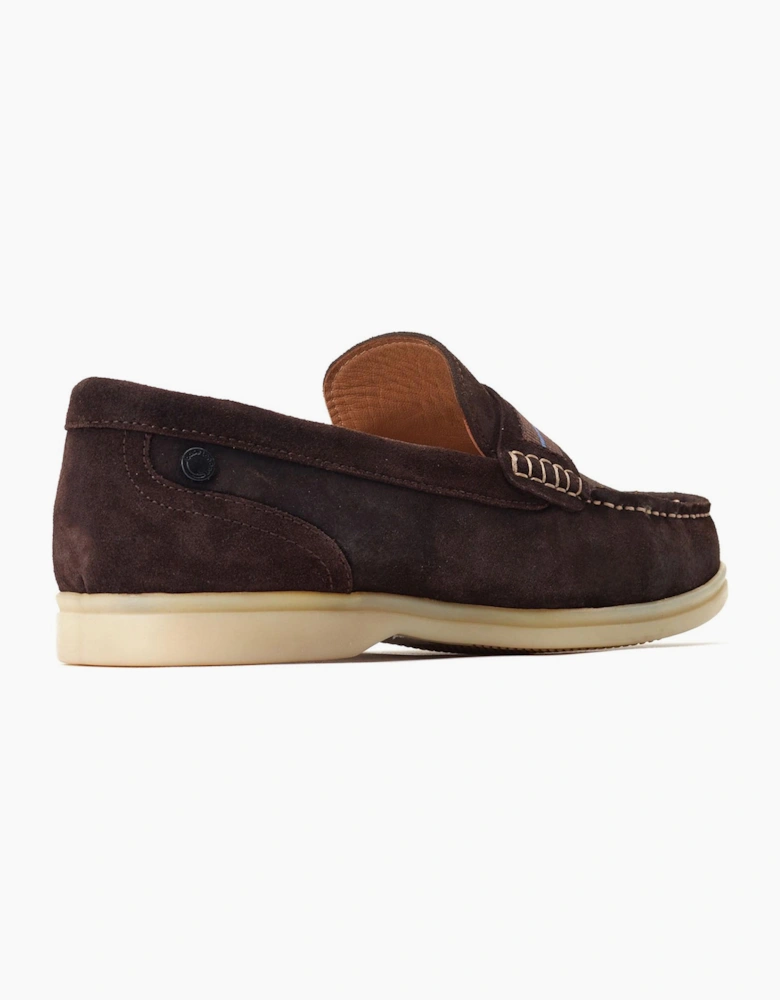 Base London Mens Leather Drum Loafer Shoes Burnt Brown