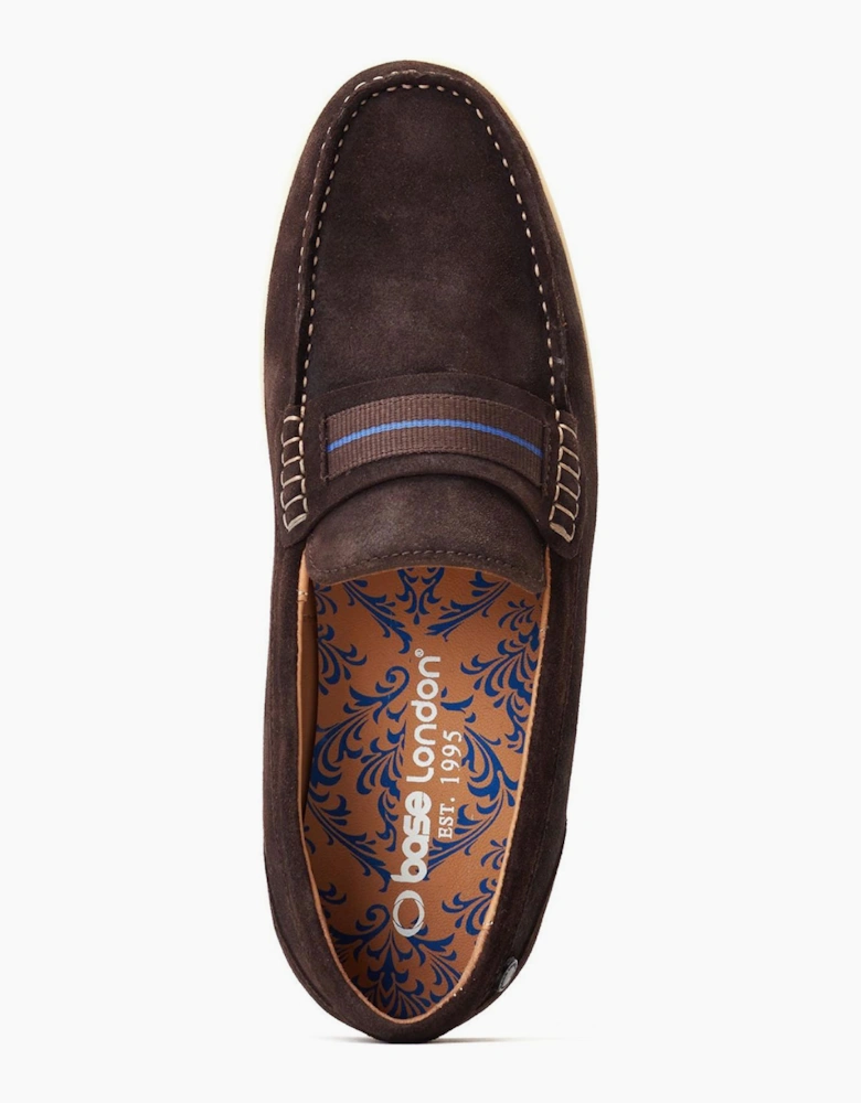 Base London Mens Leather Drum Loafer Shoes Burnt Brown
