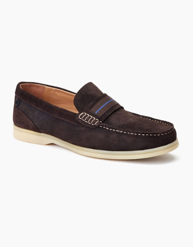Base London Mens Leather Drum Loafer Shoes Burnt Brown
