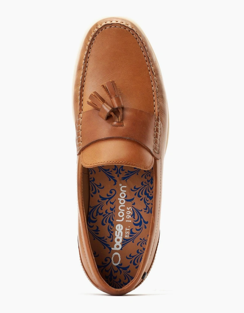 Base London Bonito Mens Leather Loafer Shoes Burnt Tan
