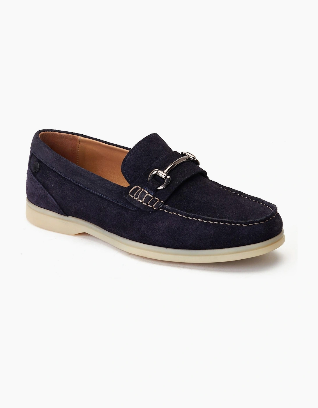 Base London Snapper Mens Leather Loafer Shoes Navy
