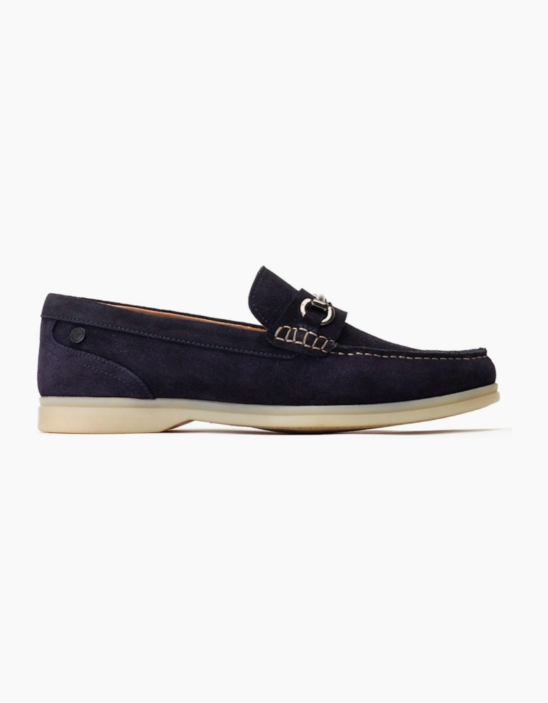 Base London Snapper Mens Leather Loafer Shoes Navy