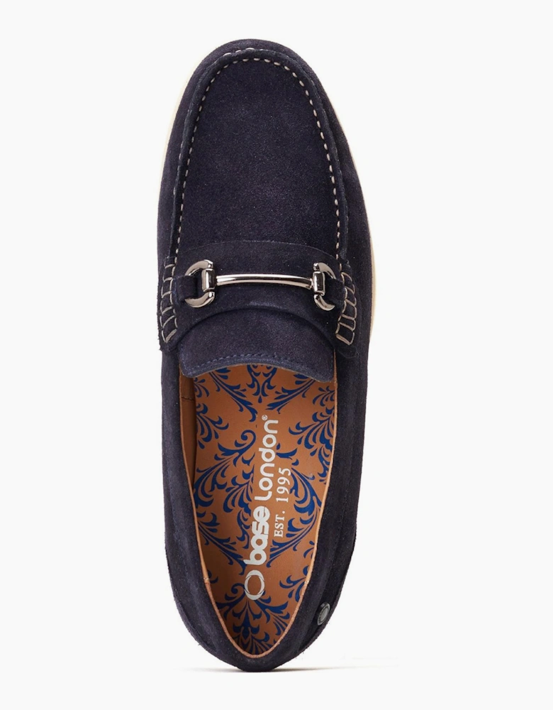 Base London Snapper Mens Leather Loafer Shoes Navy
