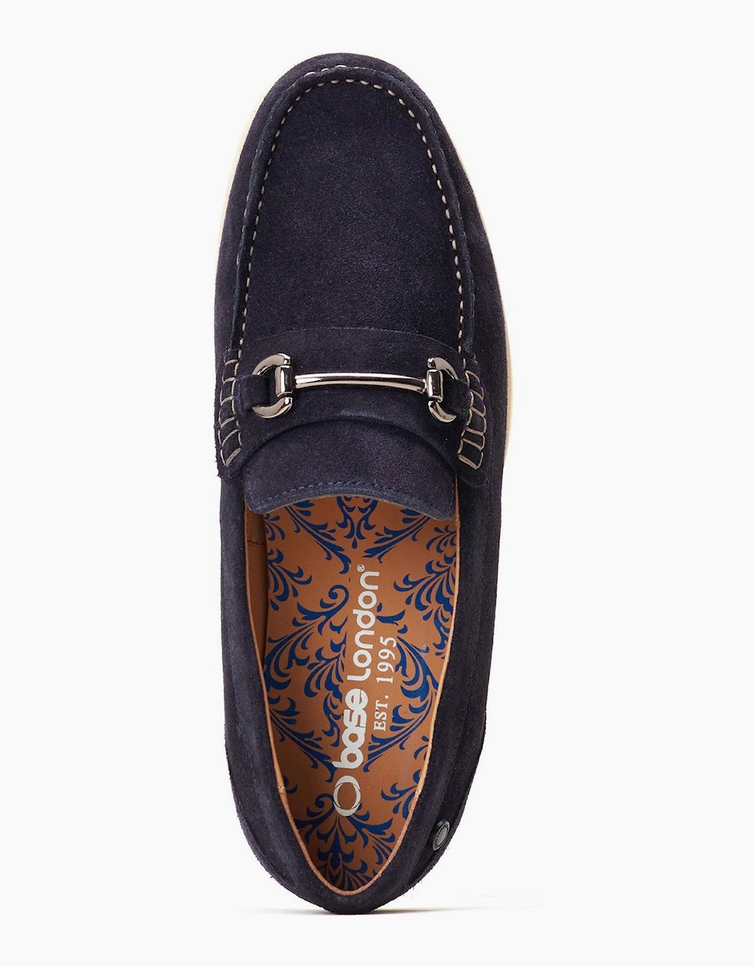 Base London Snapper Mens Leather Loafer Shoes Navy