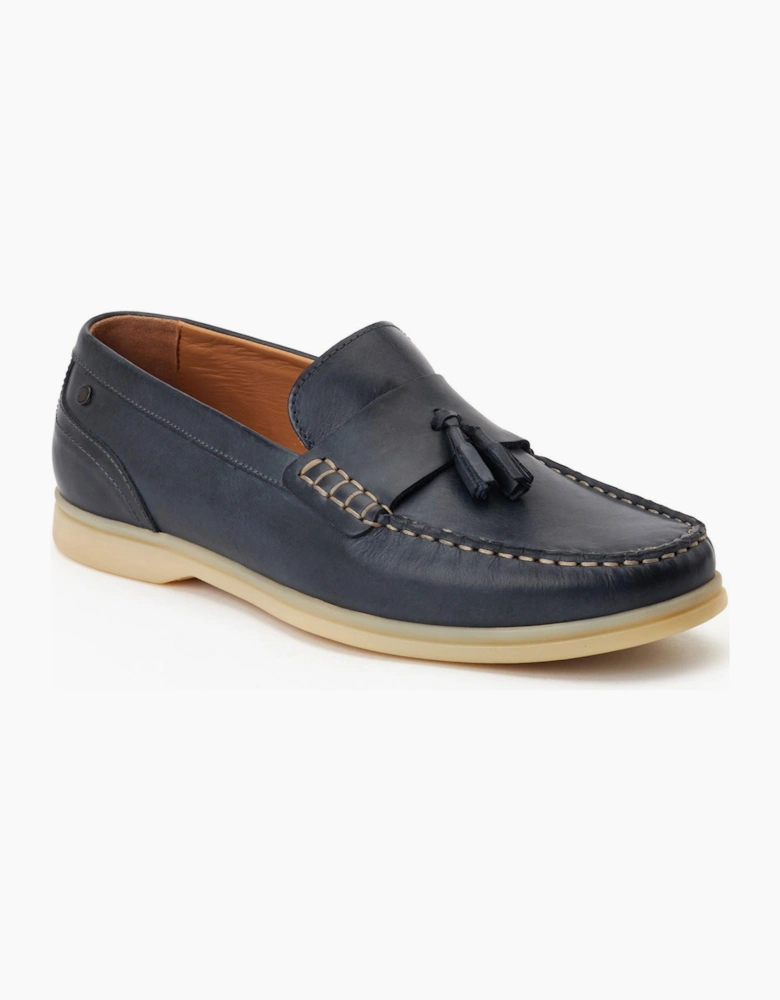 Base London Bonito Mens Leather Loafer Shoes Navy
