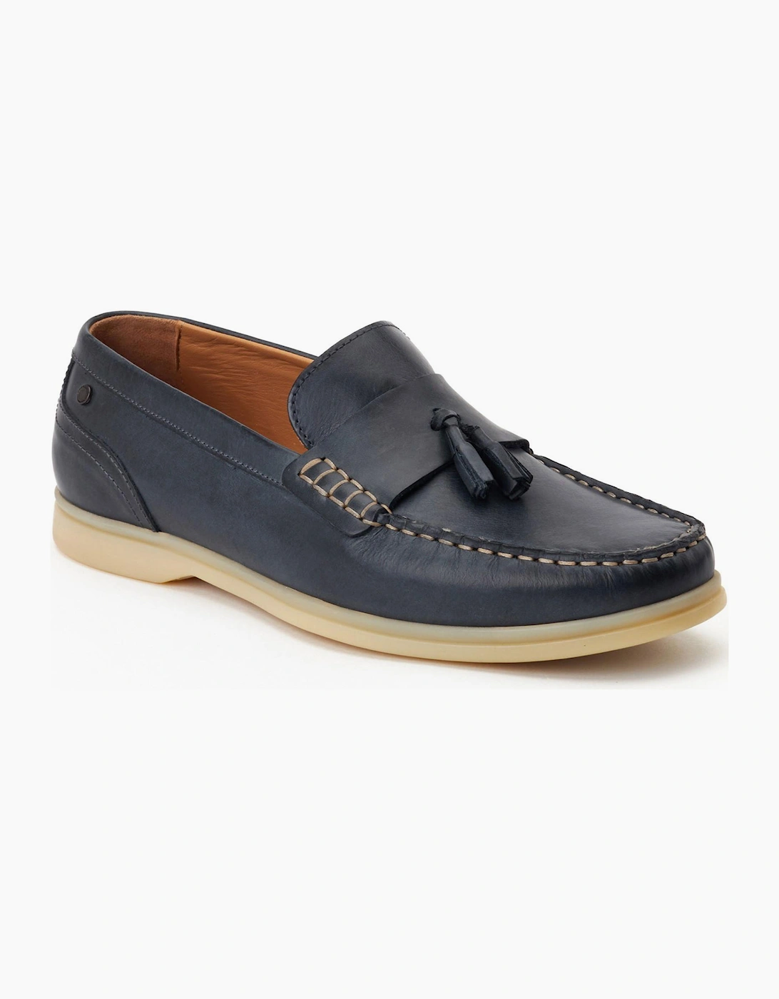 Base London Bonito Mens Leather Loafer Shoes Navy