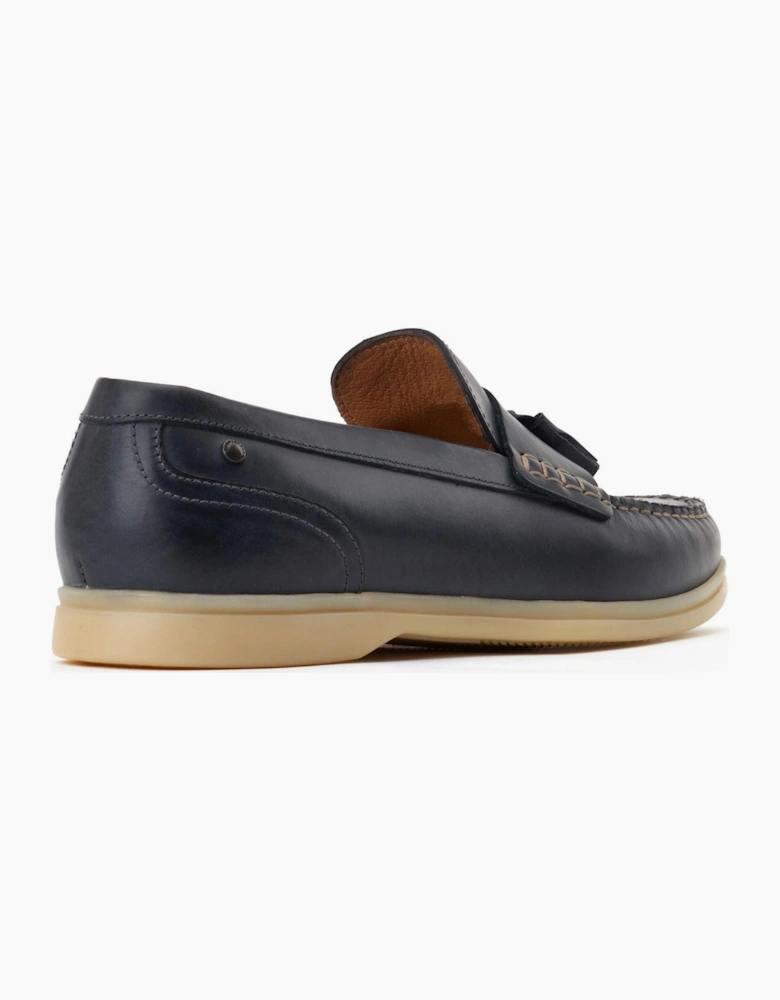 Base London Bonito Mens Leather Loafer Shoes Navy